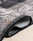 Andrea Bordered Spill Proof Washable Rug | Charcoal
