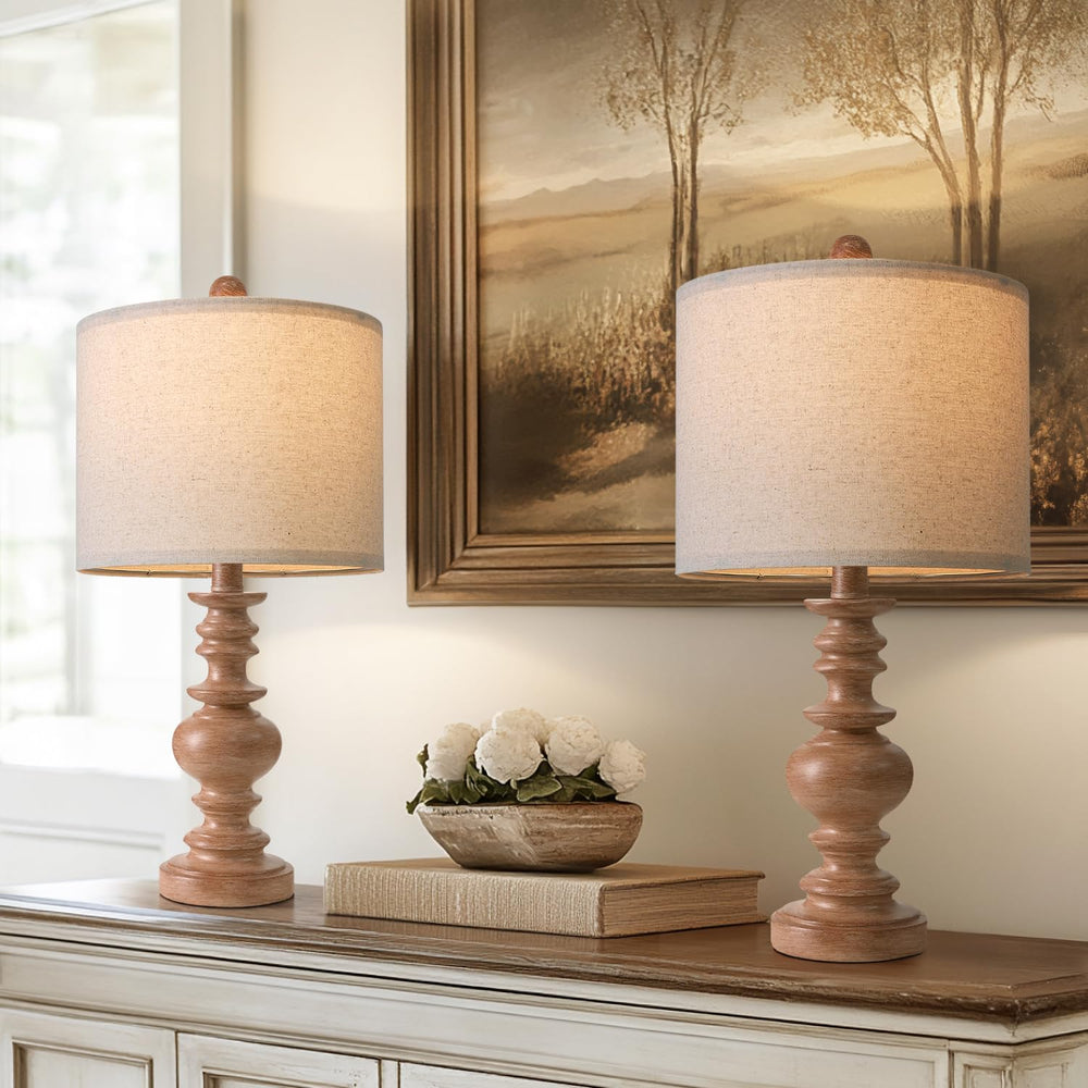 20" Rustic Bedside Lamps (Set of 2)