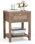 Farmhouse Rattan Nightstand Set of 2