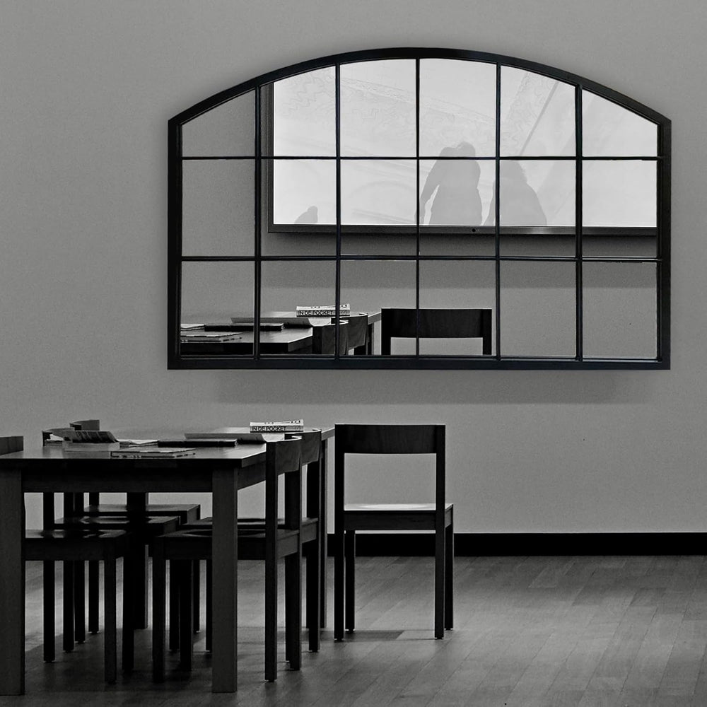 Black Grid Wide Window Pane Mirror