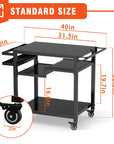 3-Shelf Outdoor Grill Cart with Wheels