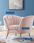 Tufted Performance Velvet Accent Armchair in Pink
