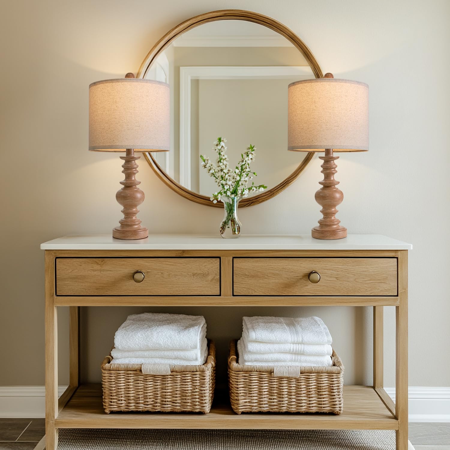 20&quot; Rustic Bedside Lamps (Set of 2)