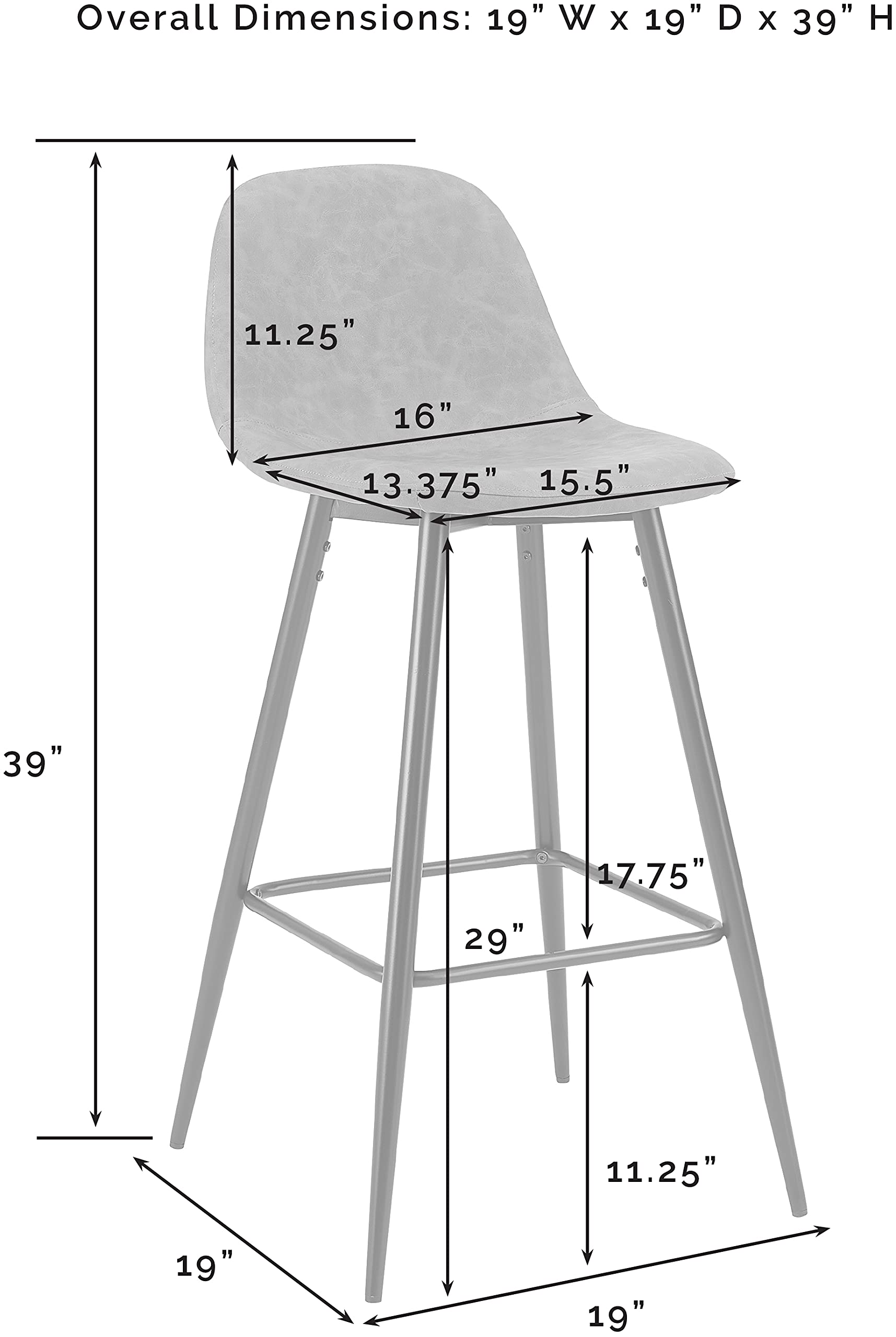 Upholstered Seat Bar Stools (Set of 2)