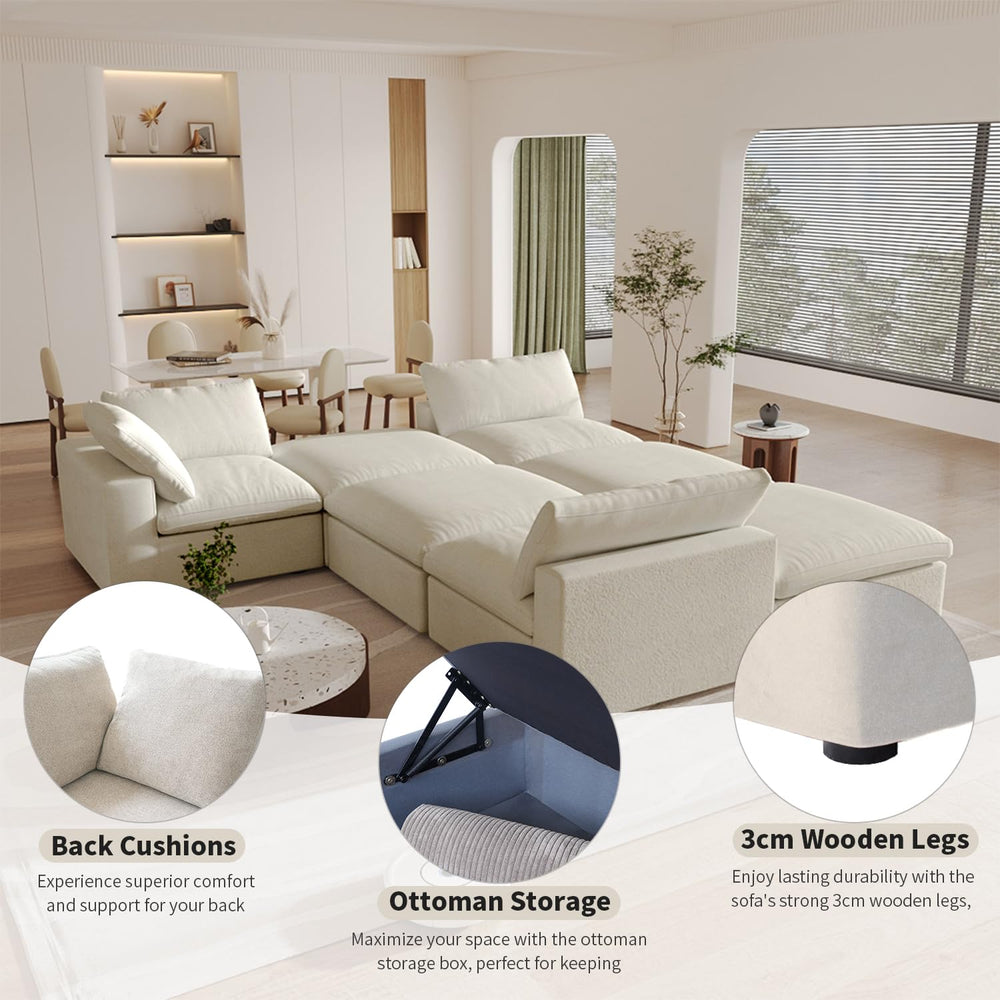 Cloud Modular Sectional Sofa with Storage Ottoman