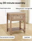 Farmhouse Rattan Nightstand Set of 2