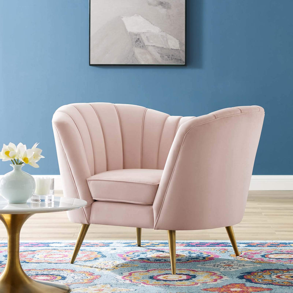Tufted Performance Velvet Accent Armchair in Pink