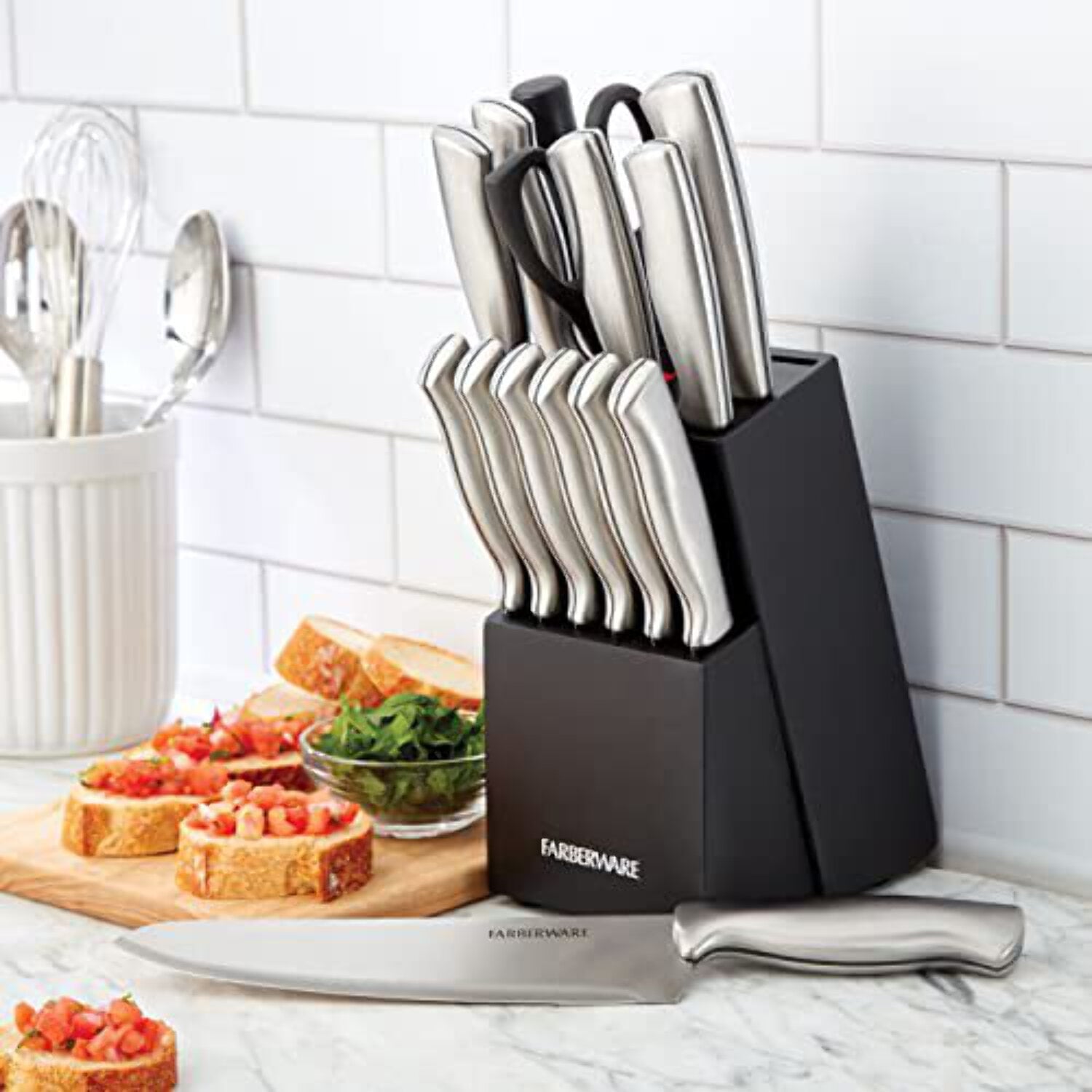 Farberware 15-piece Stamped Stainless Steel Knife Block Set