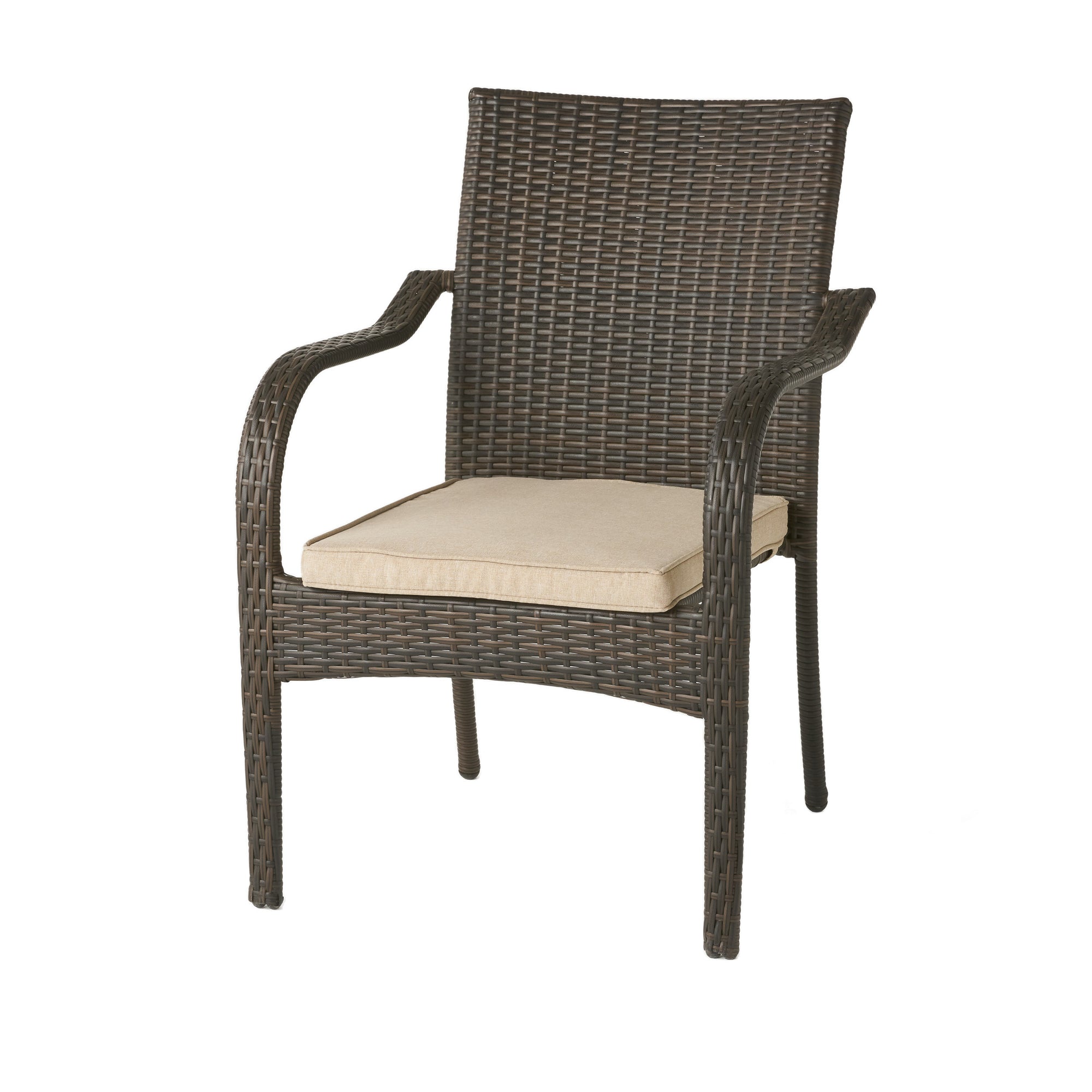 Cinque Terre Wicker Stacking Chairs, Set of 4, Multibrown/ Textured Beige