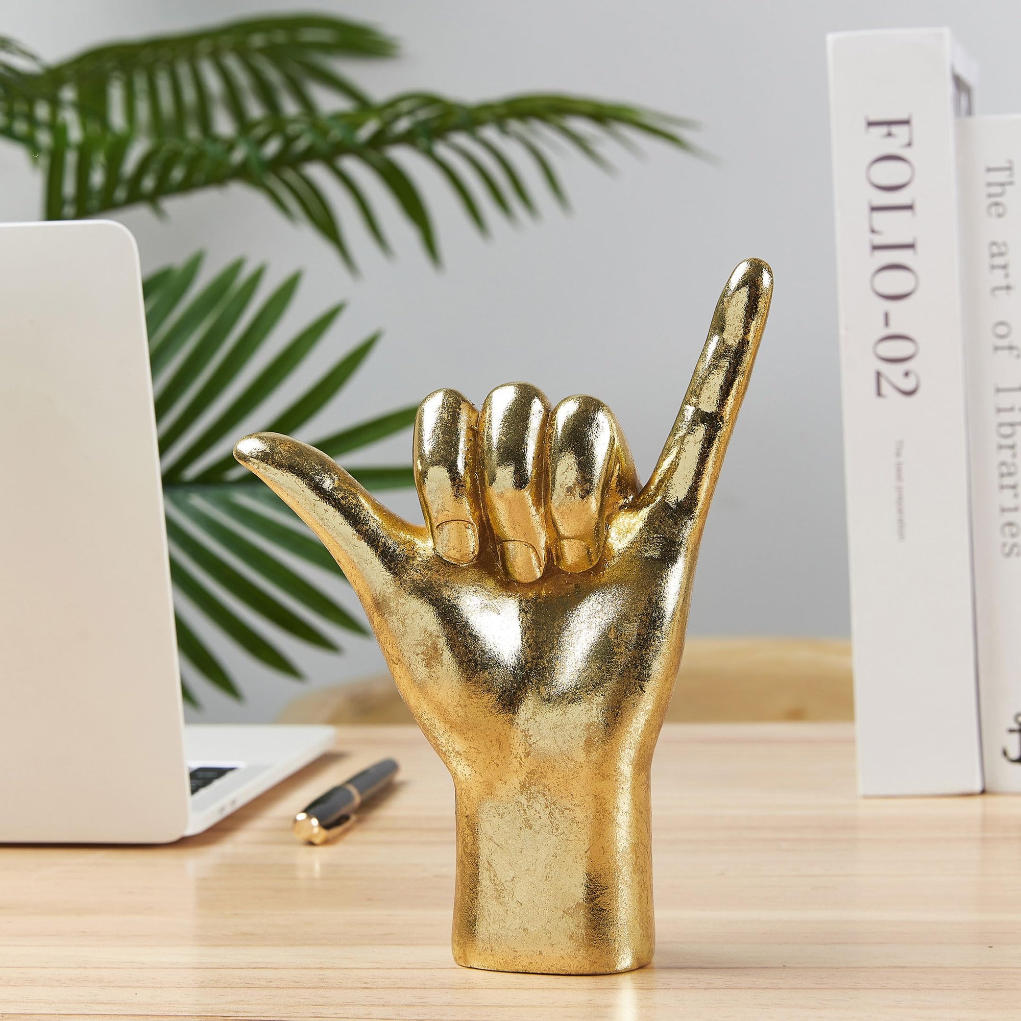 7.8" Resin Hand Gesture Sculpture - From Where - 