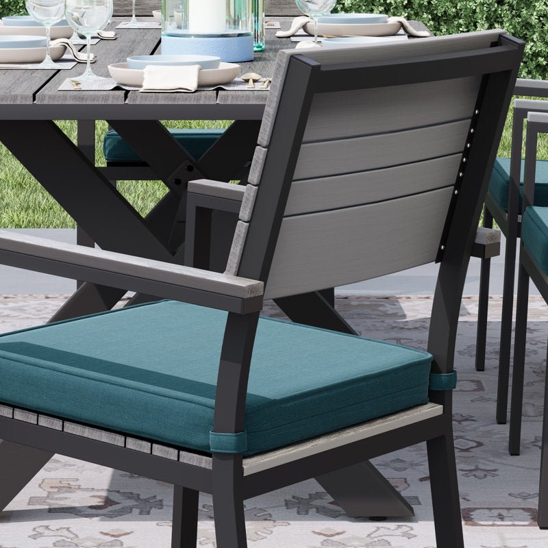 78.74" Long Aluminum Outdoor Dining Set with Cushions - From Where - 