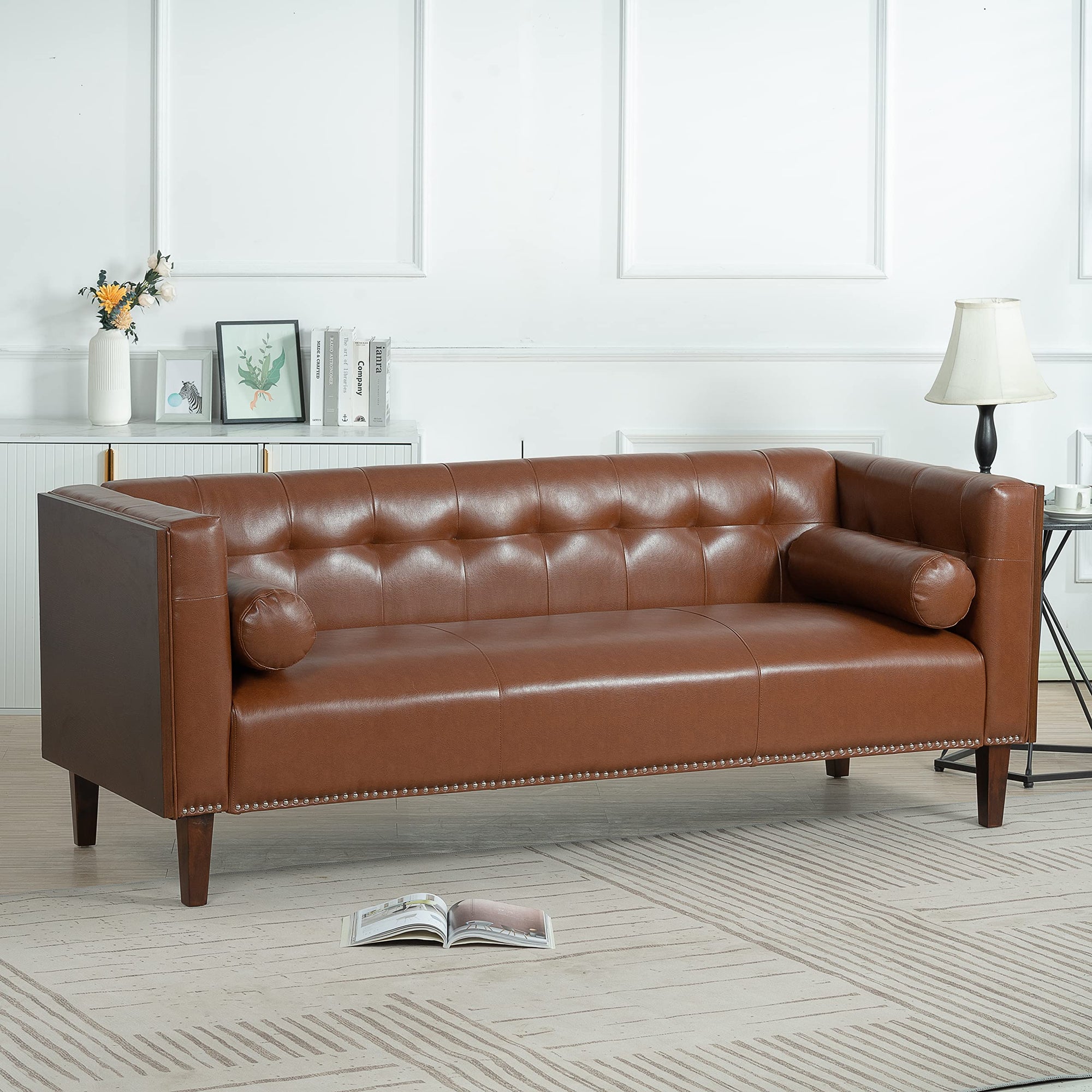 78.74" Wooden Arm 3 Seater Sofa - From Where - 