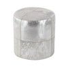 Decmode 16&quot; x 16&quot; Gray Leather Handmade Cowhide Ottoman with Patchwork Pattern, 1-Piece