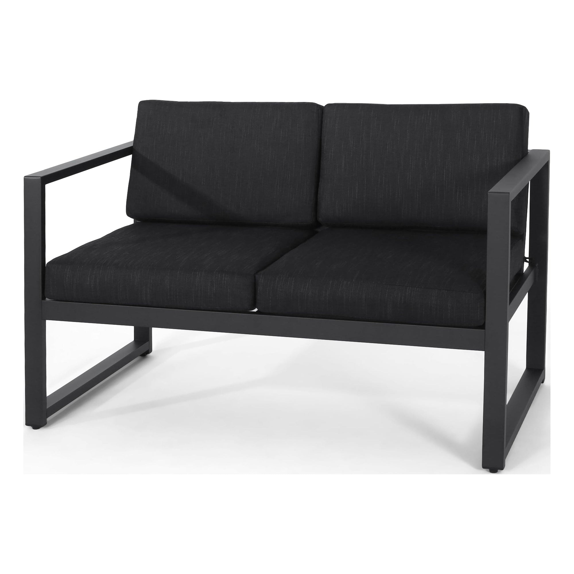 Calderon 4 Piece Outdoor Aluminum Chat Set, Dark Gray