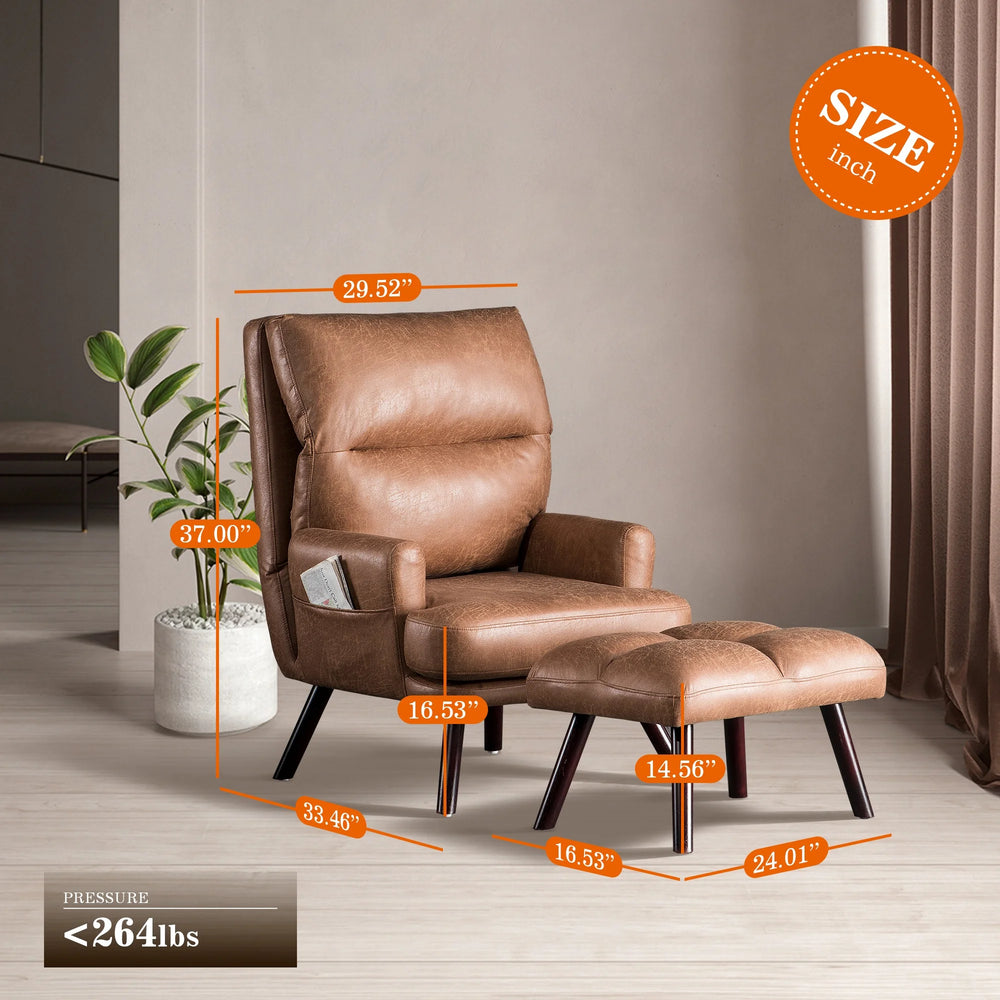 Adjustable Backrest Accent Chair with Ottoman