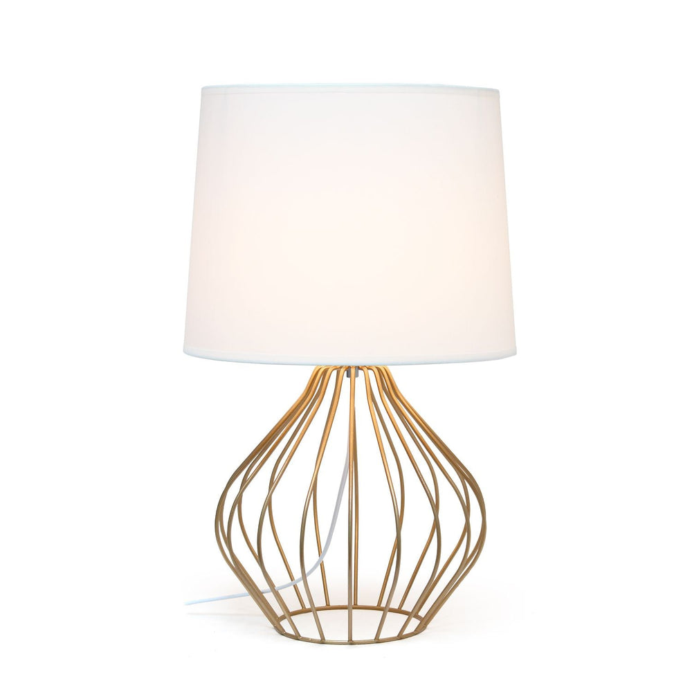 Mod Lighting and Decor Geometrical Wired Table Lamp with Tapered Shade - 19.75" - Bronze and White