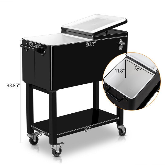 80 Qt Outdoor Rolling Cooler Cart - From Where - 
