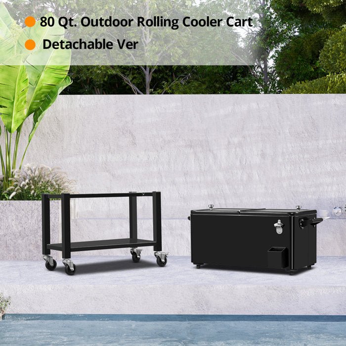 80 Qt Outdoor Rolling Cooler Cart - From Where - 