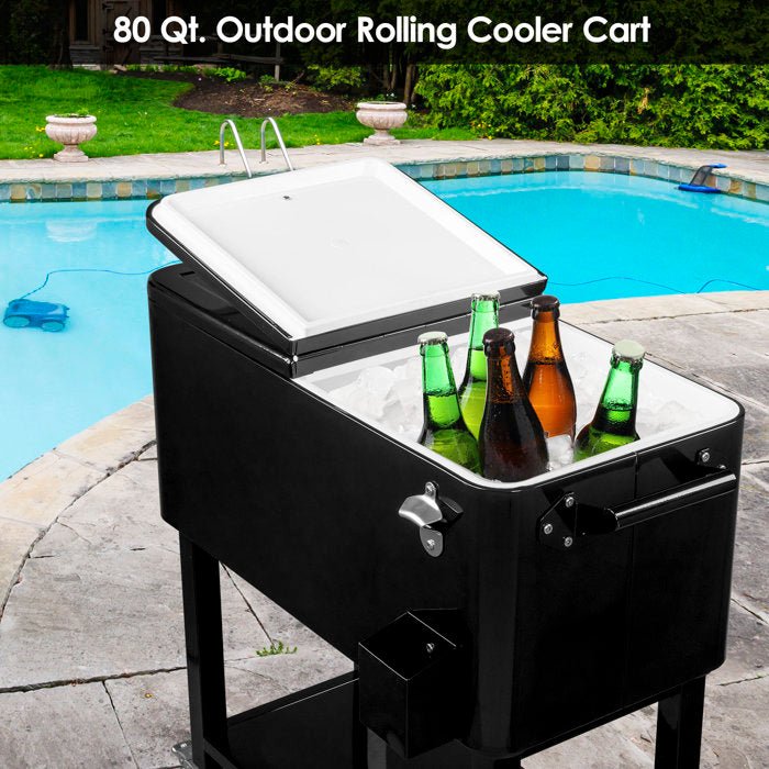 80 Qt Outdoor Rolling Cooler Cart - From Where - 