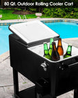 80 Qt Outdoor Rolling Cooler Cart - From Where - 