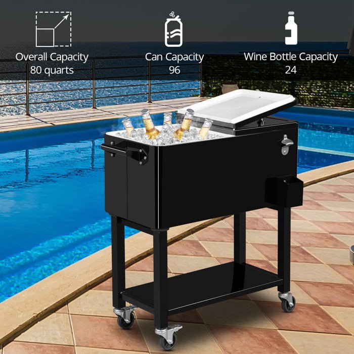 80 Qt Outdoor Rolling Cooler Cart - From Where - 