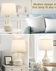 NATYSWAN Table Lamp Set of 2, 18.63in Ceramic Table Lamp Classic Beside Lamps Nightstand Lamp Modern Table Lamp for Living Room, Bedroom & Office Rocker Swtich Cream-LED Bulbs Included