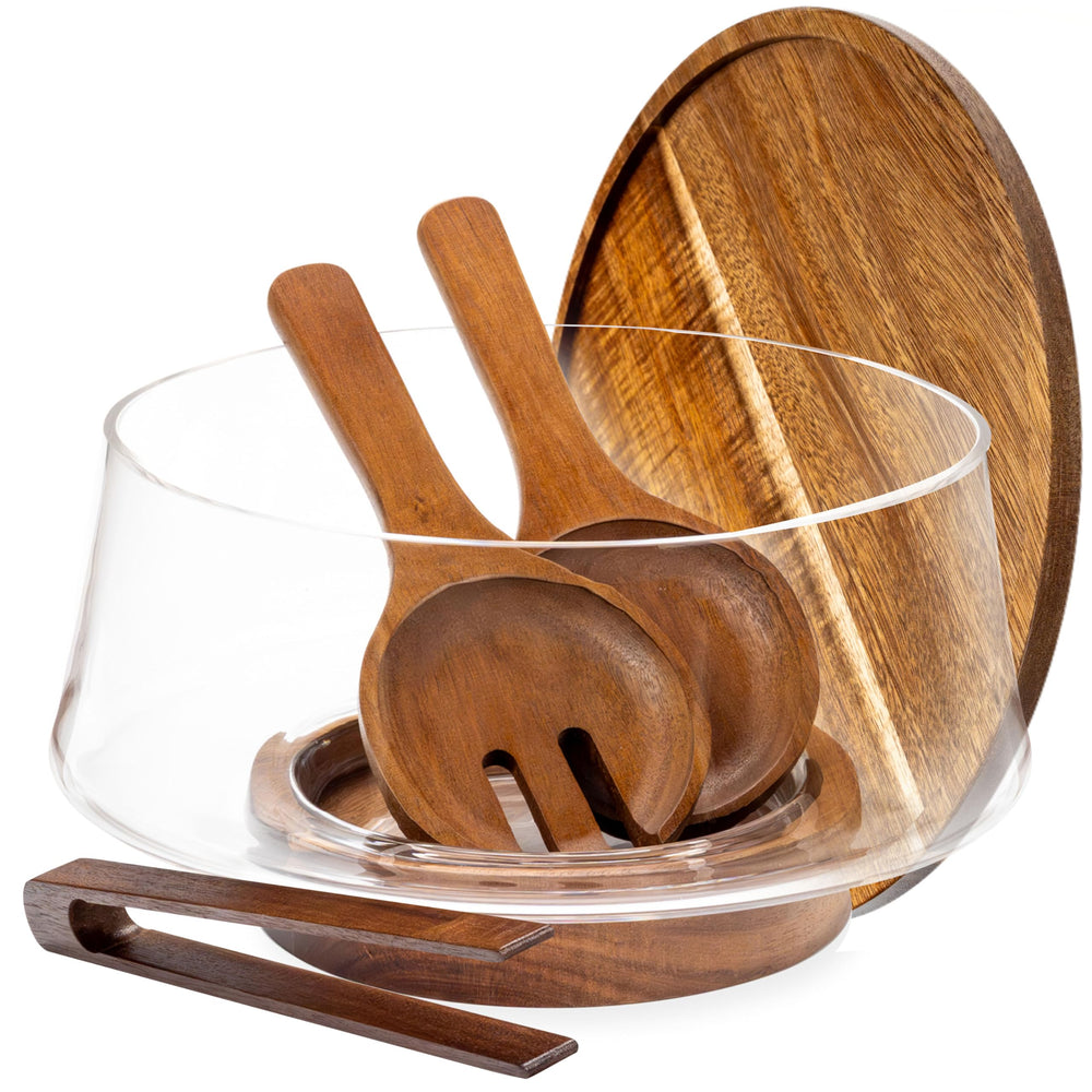 Oria Cook Large Glass Salad Bowl with Lid Set