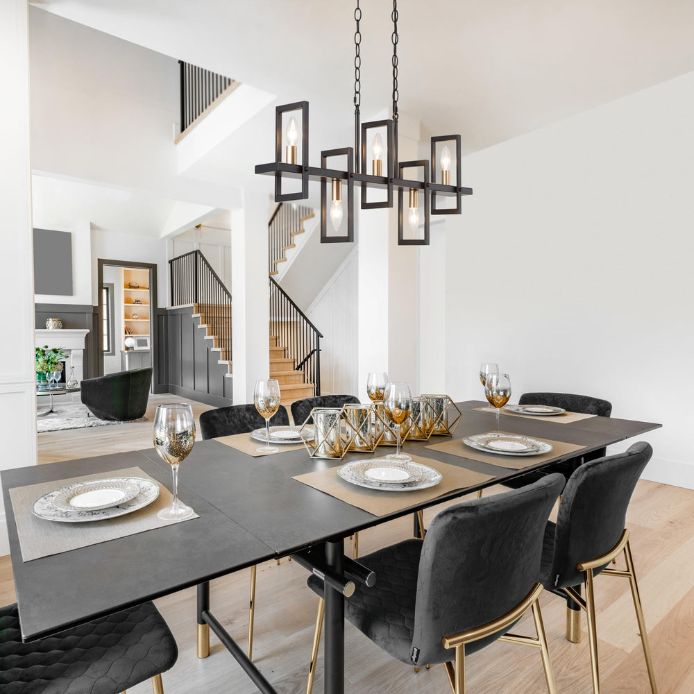Black Gold 5 Light Linear Chandelier