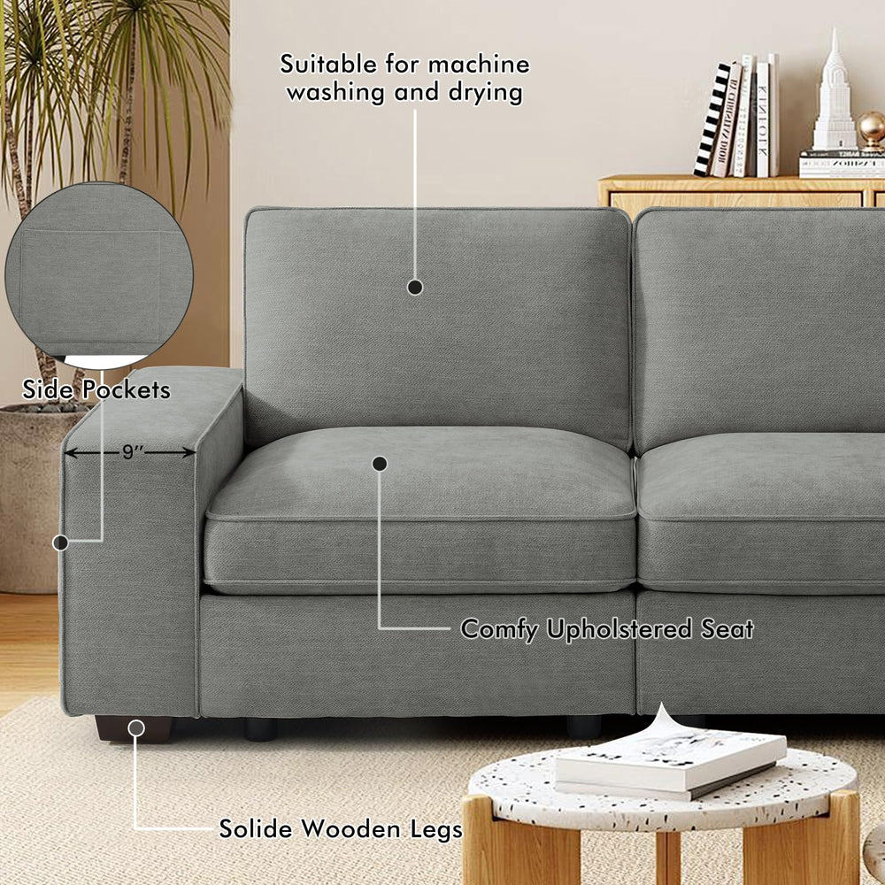 3-Seater Modular Sofa with Seats Storage