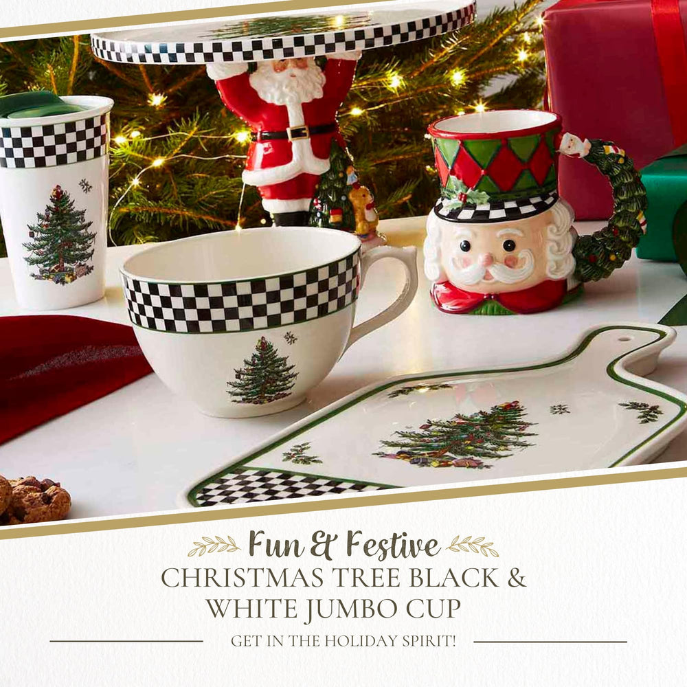 Spode Black White Jumbo Christmas Tree Mug