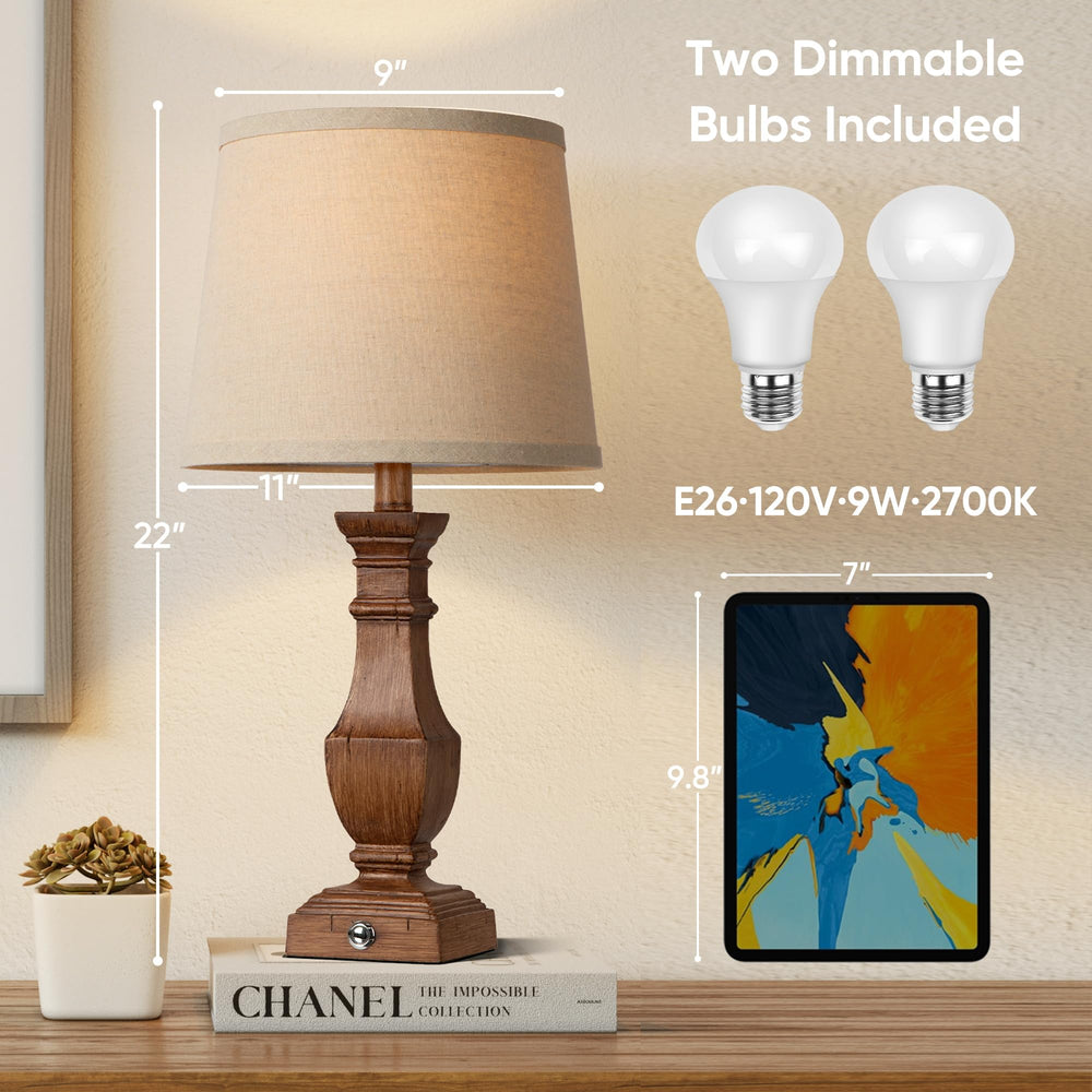 Set of 2 Rustic Farmhouse Table Lamp