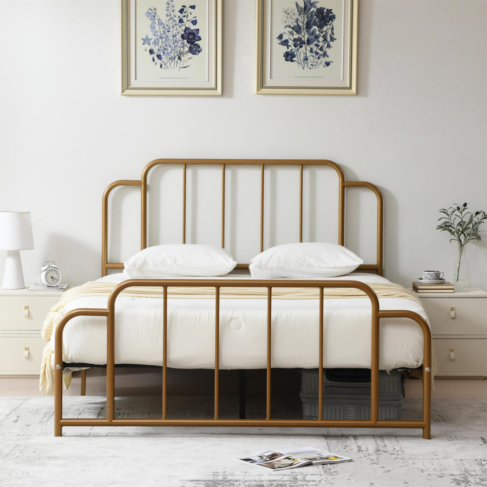 Queen Gold Metal Platform Bed Frame