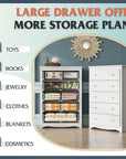 WLIVE White 5 Drawer Wood Dresser
