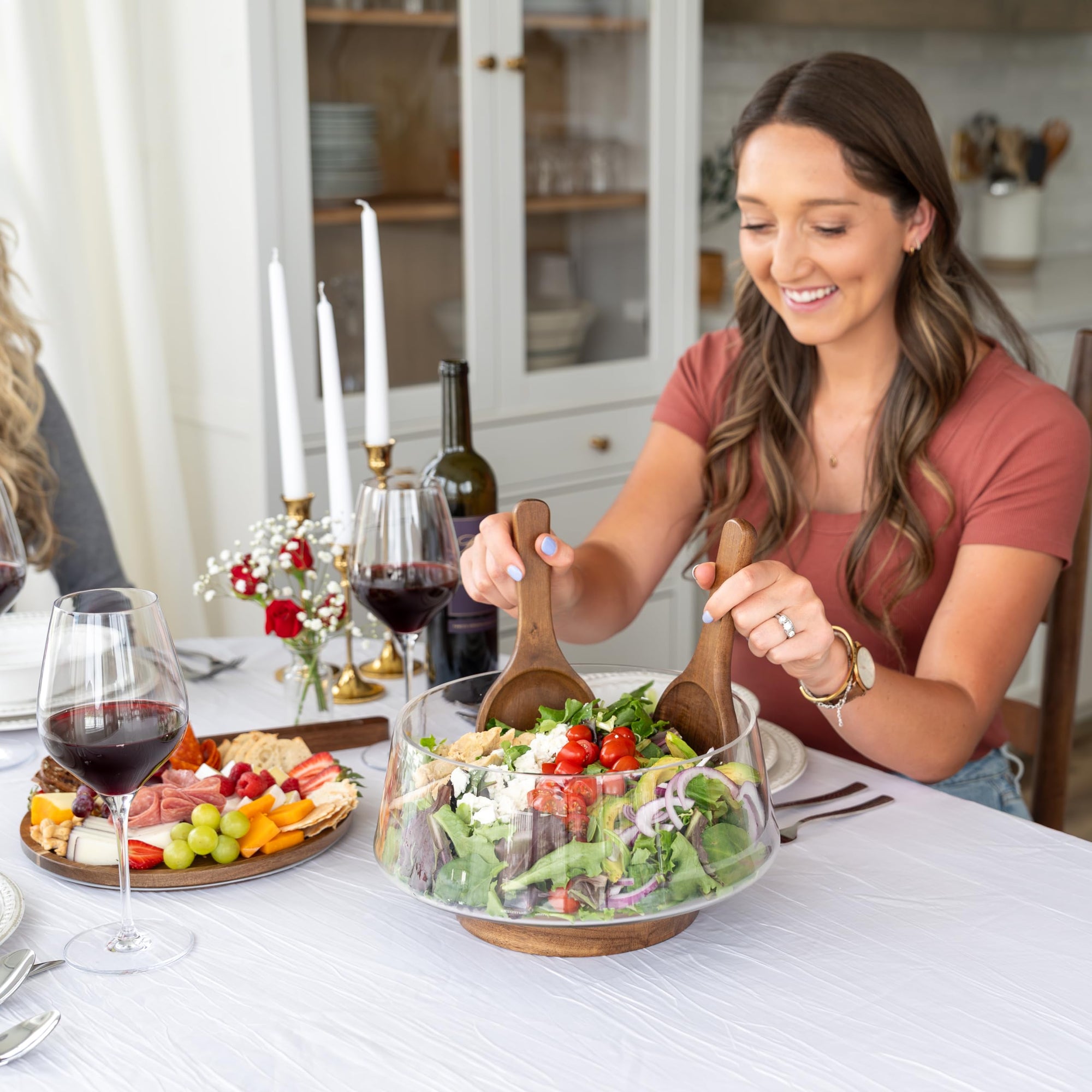 Oria Cook Large Glass Salad Bowl with Lid Set