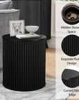 Fluted Round Side Table with Storage