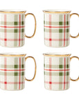 Lenox Holiday Plaid 4-Piece Christmas Mug Set