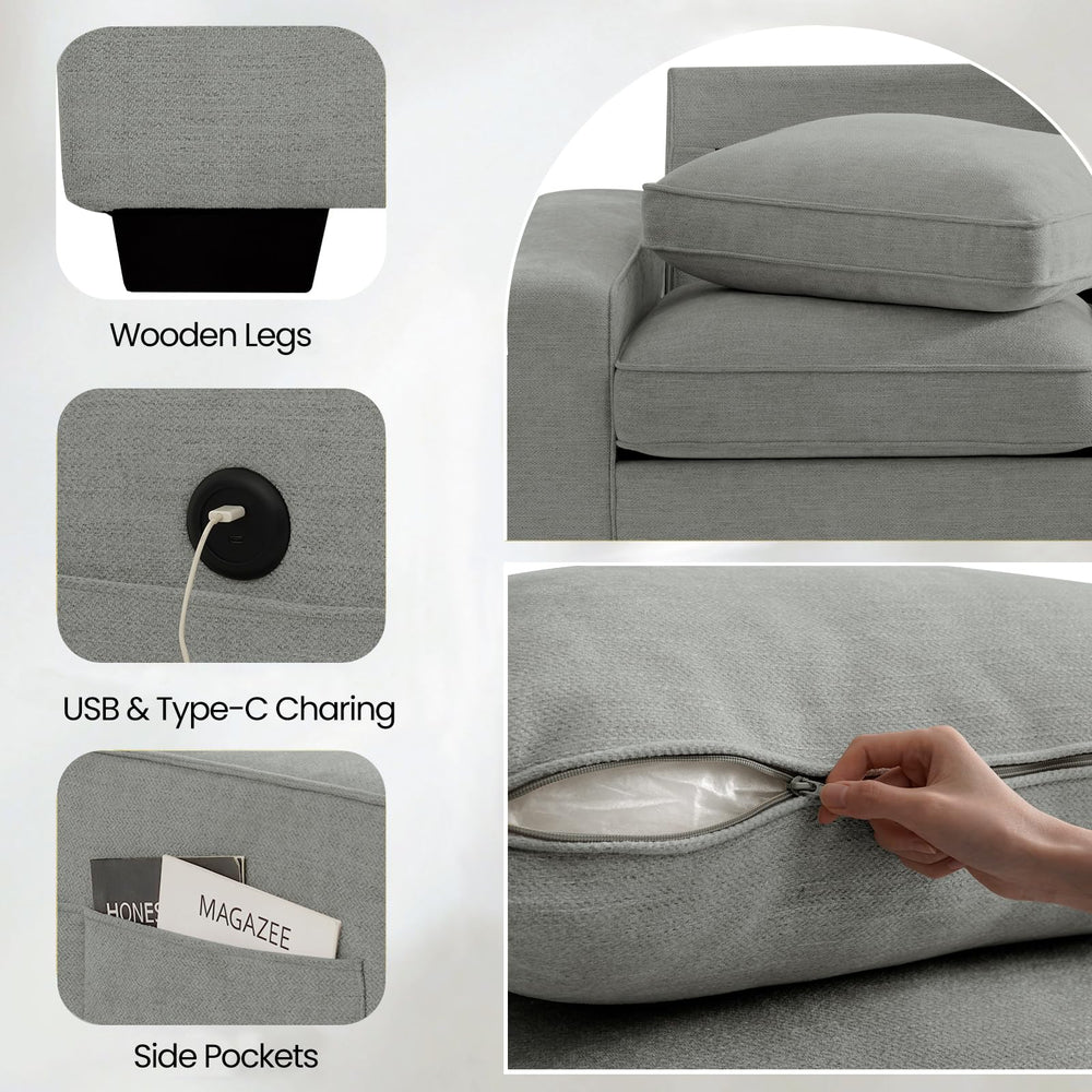 3-Seater Modular Sofa with Seats Storage