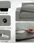 3-Seater Modular Sofa with Seats Storage