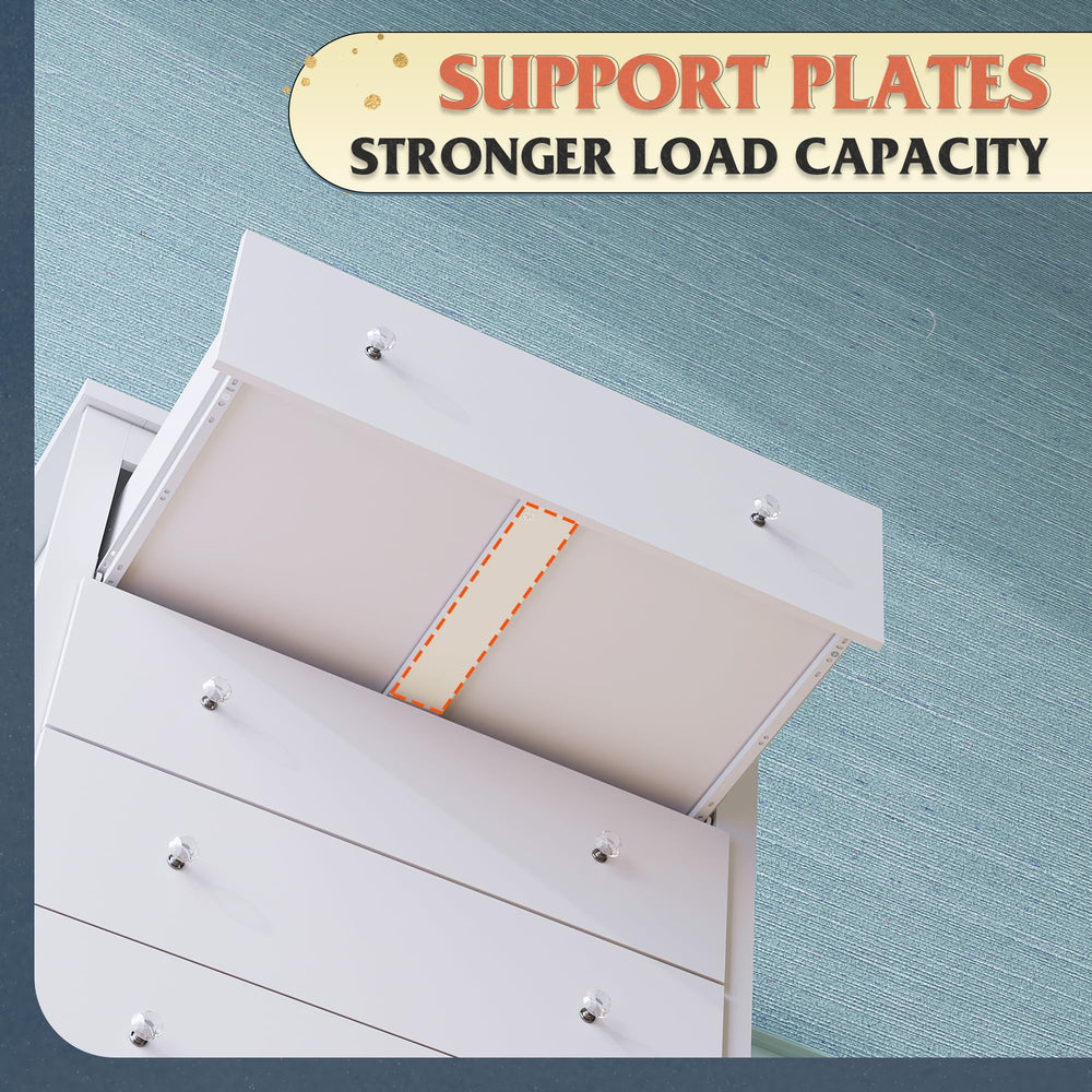 WLIVE White 5 Drawer Wood Dresser