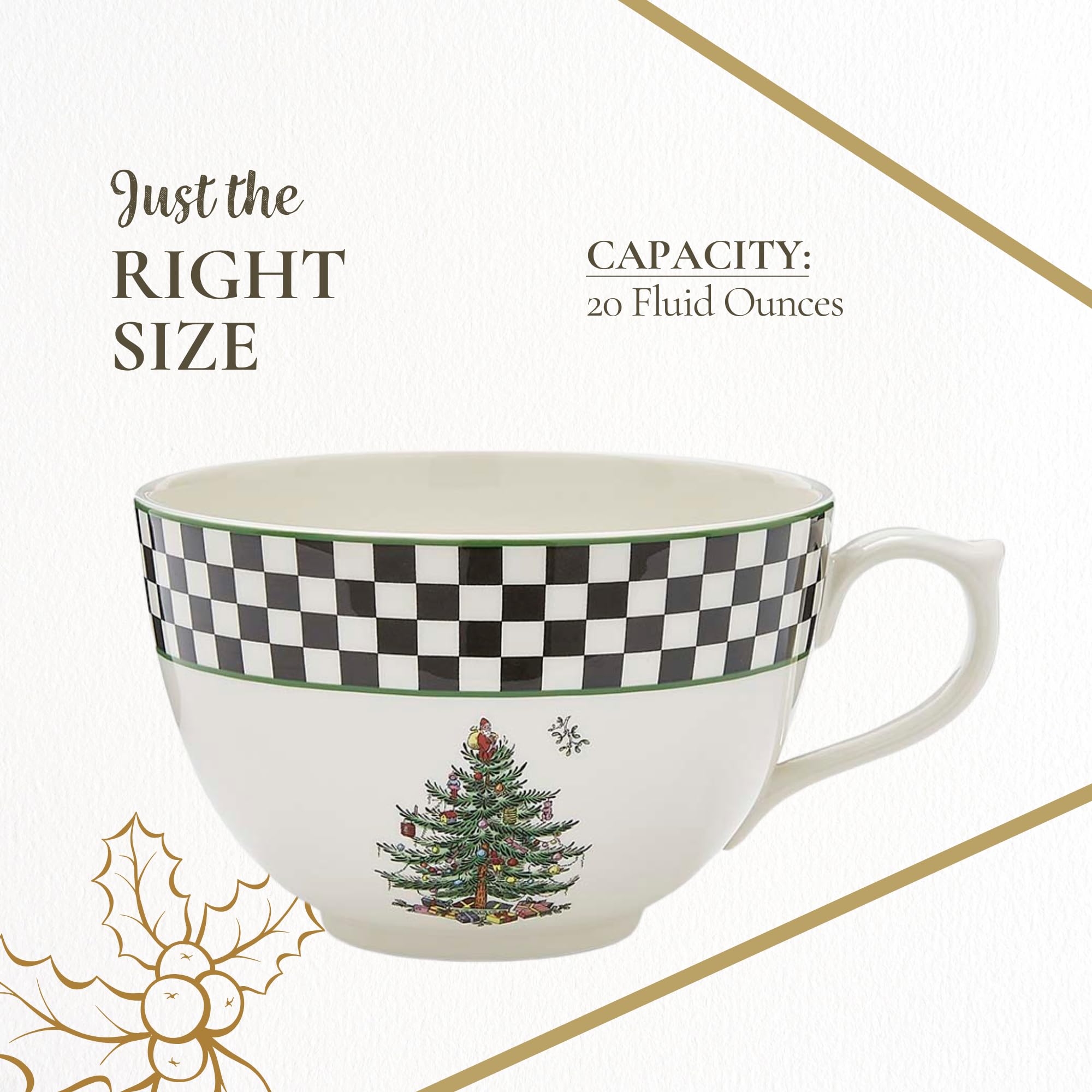 Spode Black White Jumbo Christmas Tree Mug