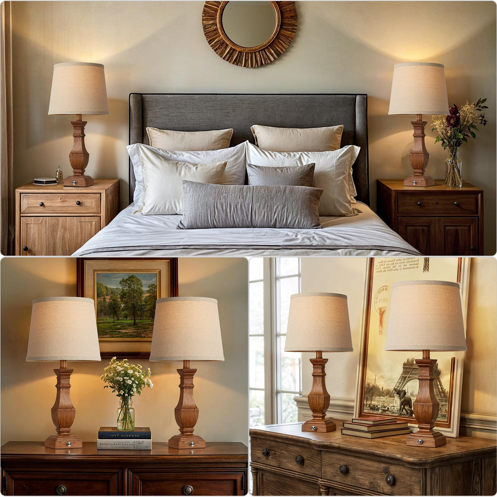 Set of 2 Rustic Farmhouse Table Lamp