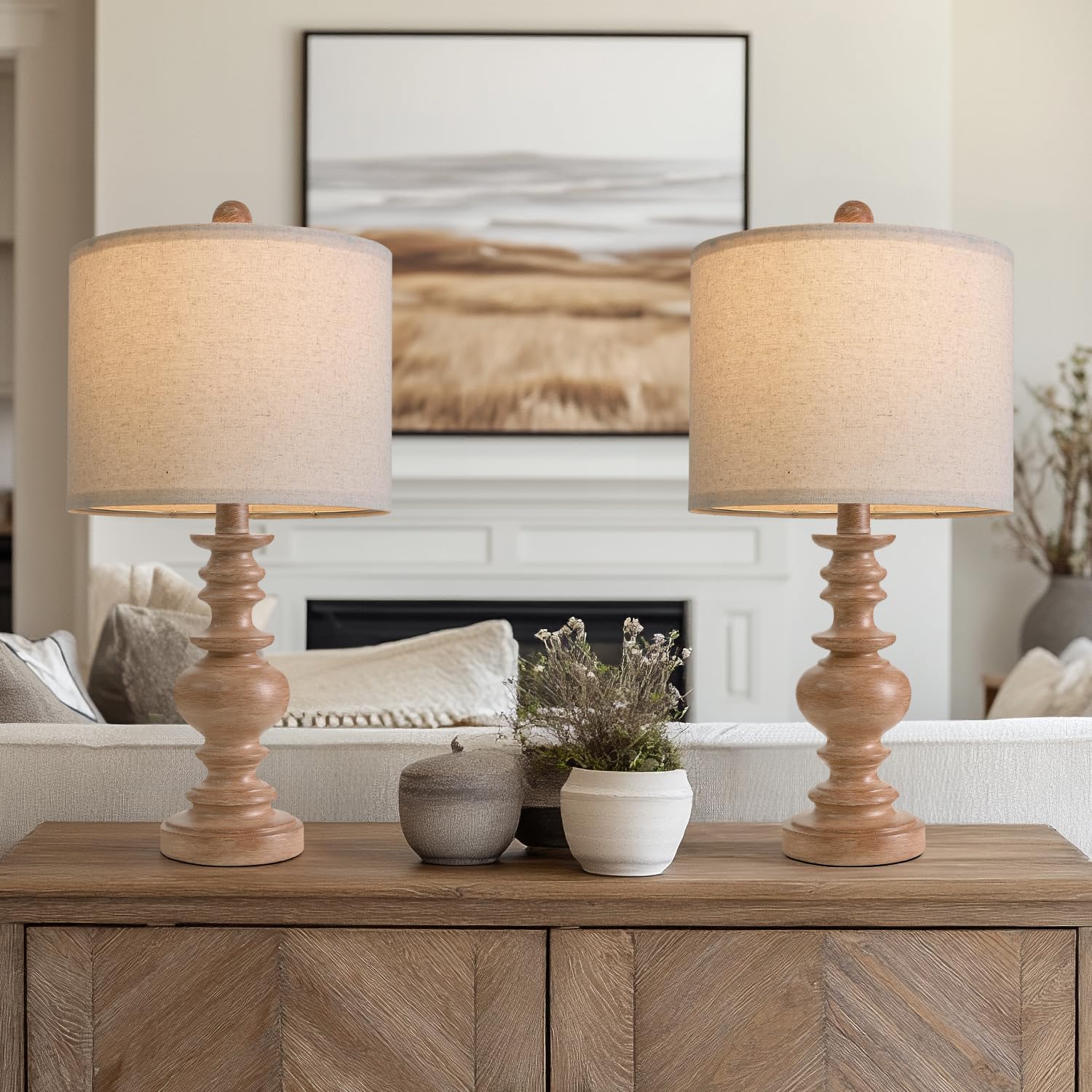 20&quot; Rustic Bedside Lamps (Set of 2)