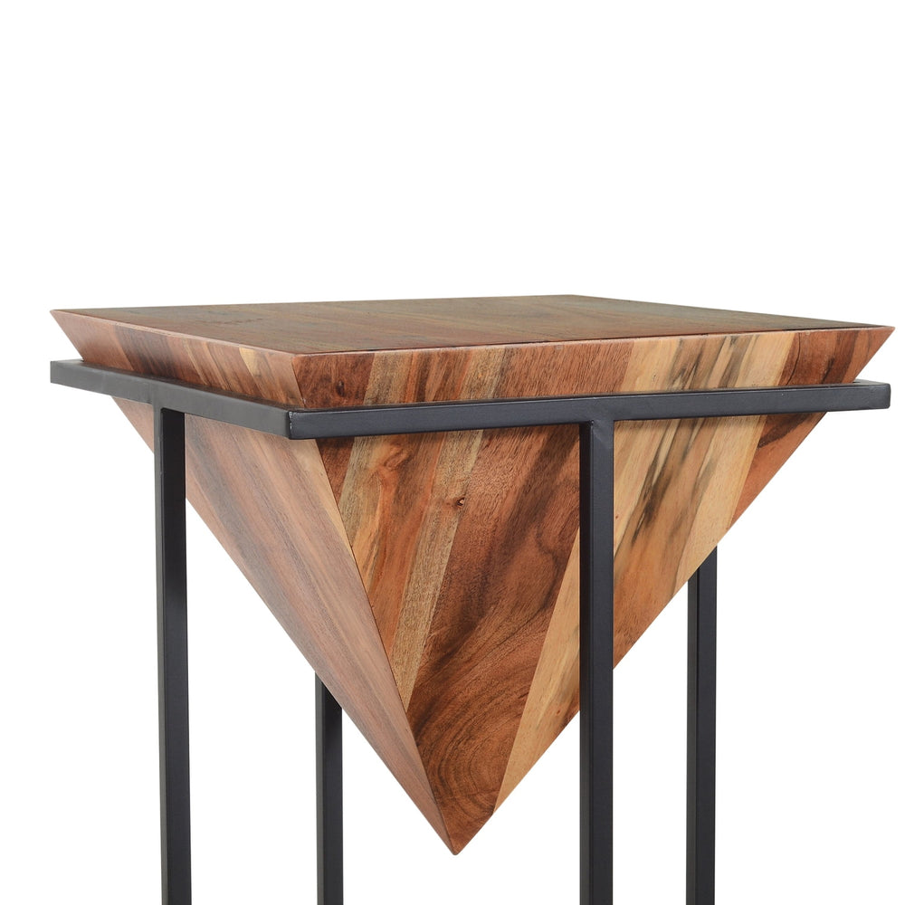 Pyramid Shaped Wood Side Table