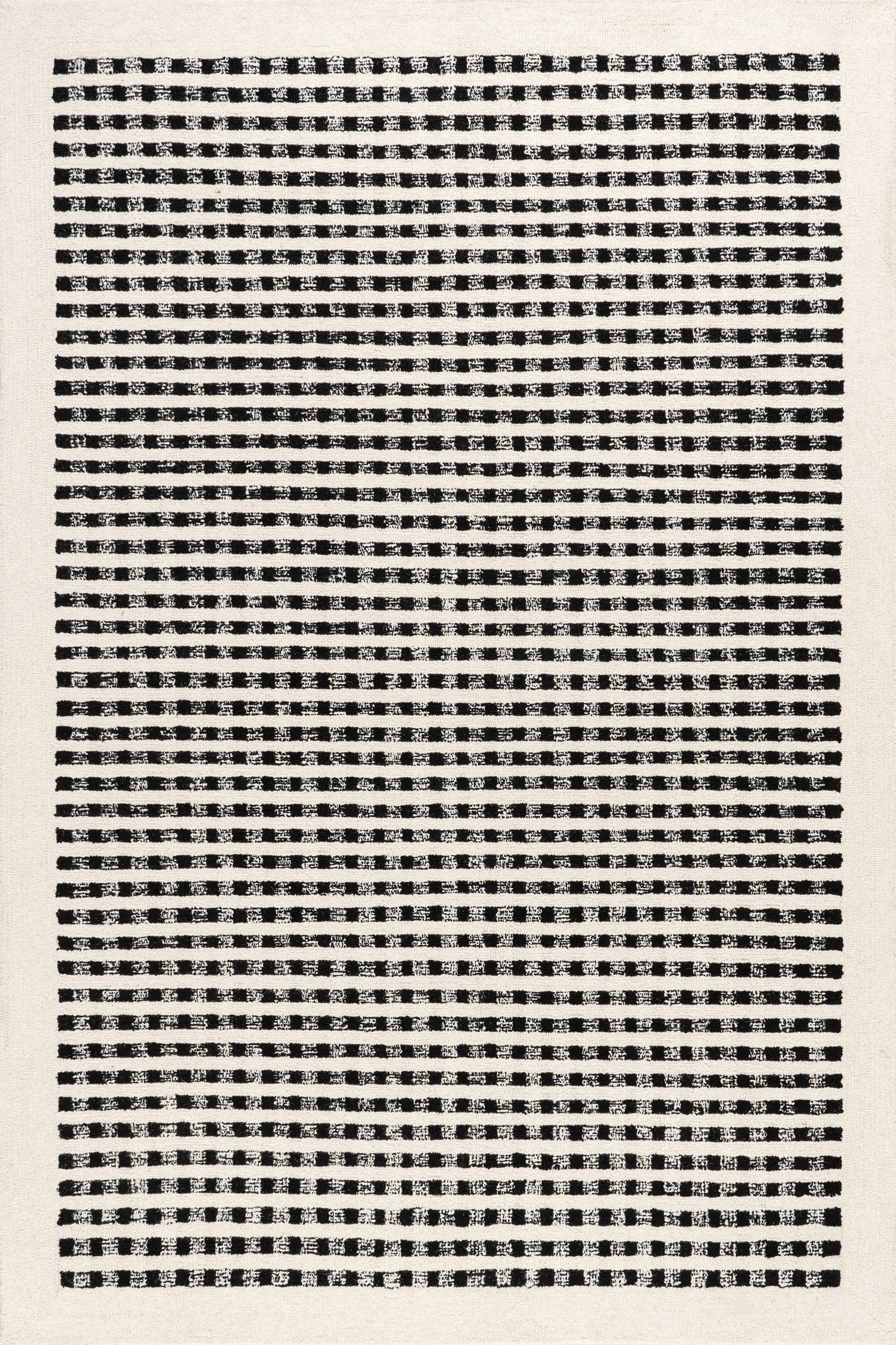 Kristie Wool Striped Area Rug Ivory Modern Durable Handmade Floor Covering