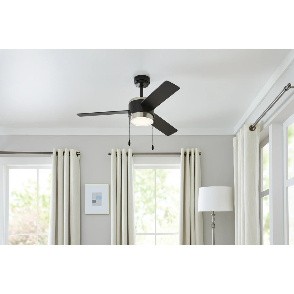 44" Indoor Matte Black Ceiling Fan