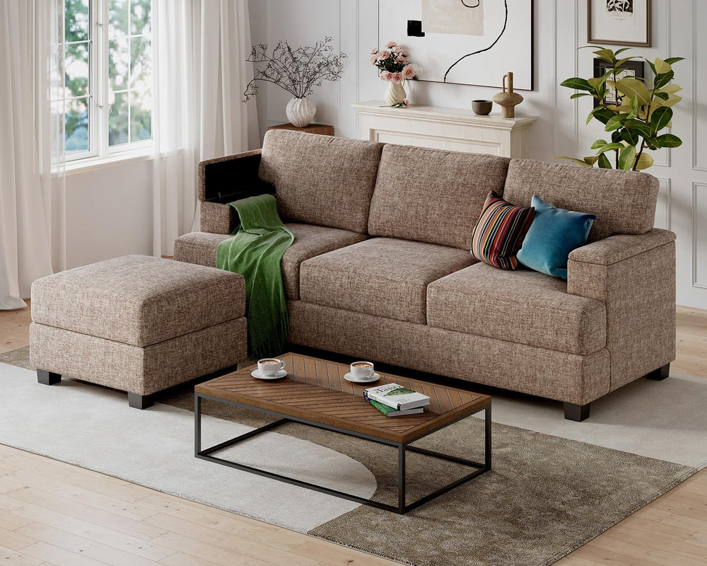 85" L Shaped Couch with Ottoman - From Where - 