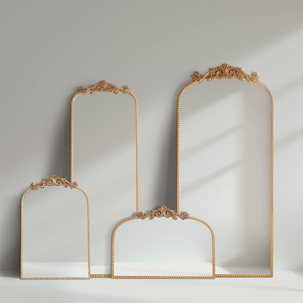 20" x 30" Filigree Arch Metal Wall Mirror Decor in Gold