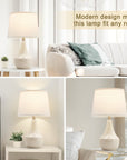 NATYSWAN Table Lamp Set of 2, 18.63in Ceramic Table Lamp Classic Beside Lamps Nightstand Lamp Modern Table Lamp for Living Room, Bedroom & Office Rocker Swtich Cream-LED Bulbs Included
