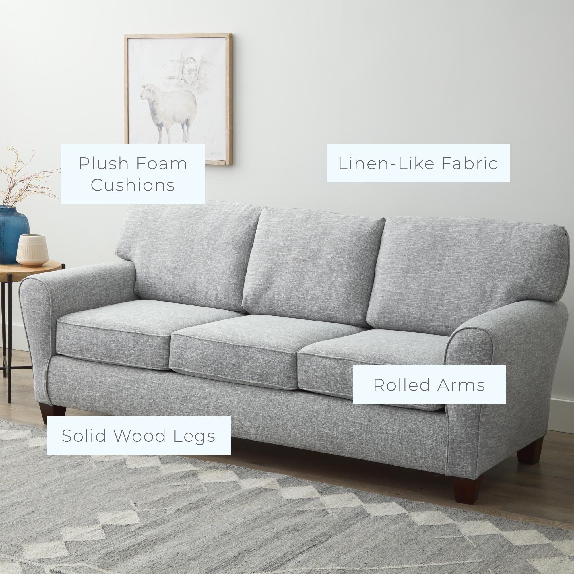 88" Upholstered Rolled Arm Sofa - From Where - 