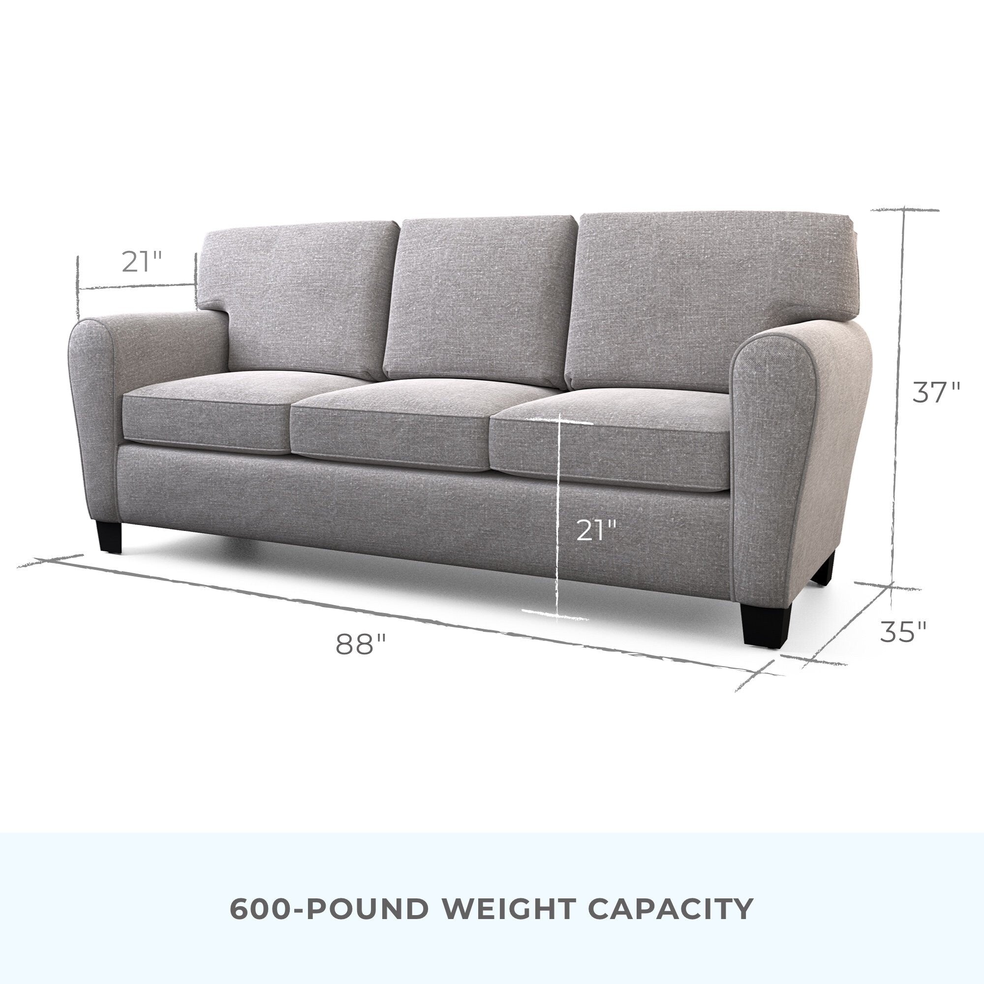 88&quot; Upholstered Rolled Arm Sofa - From Where - 